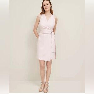 NWT $159 Ann Taylor Linen Blend V-Neck Wrap Dress In Potpourri Size 4